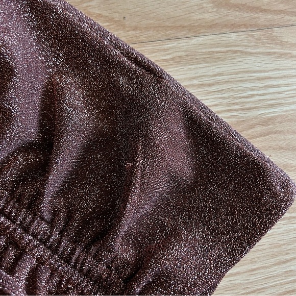 H&M Divided Brown Glitter Ruched Mini Dress Small - Picture 7 of 9